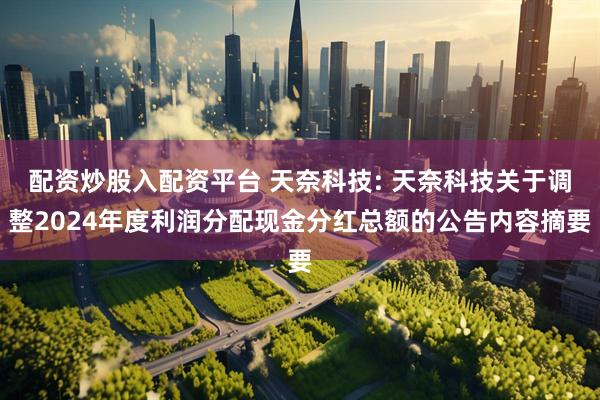 配资炒股入配资平台 天奈科技: 天奈科技关于调整2024年度利润分配现金分红总额的公告内容摘要